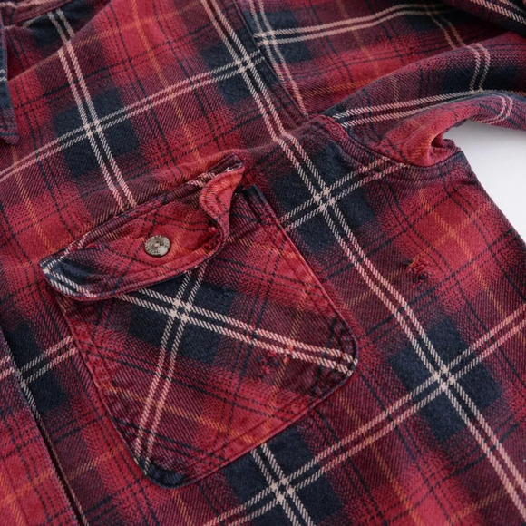 Vintage 90S Field And Stream Red And Black Checker Button Up  Thick Cotton Shirt - Picture 9 of 13